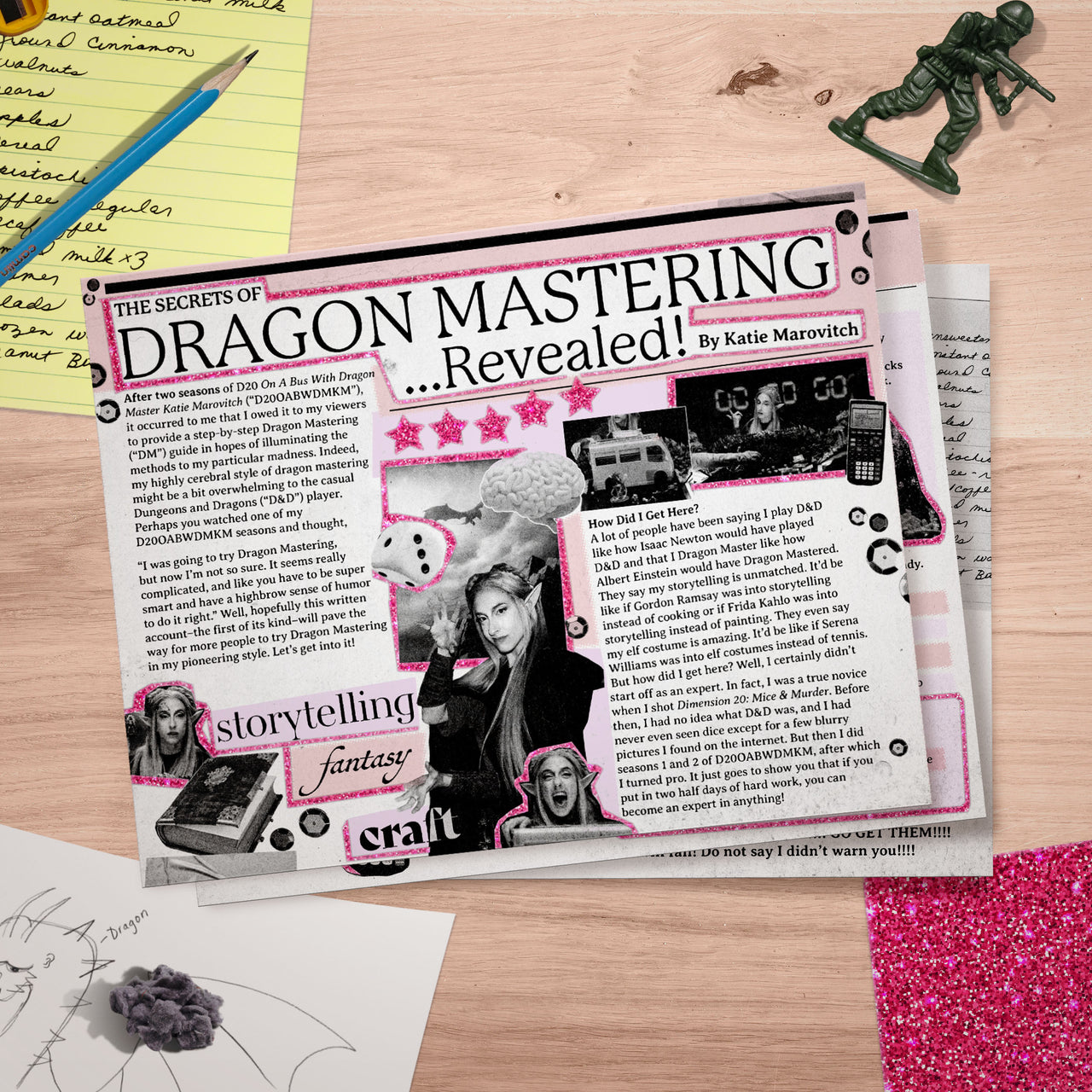 A printed booklet or article titled "THE SECRETS OF DRAGON MASTERING.