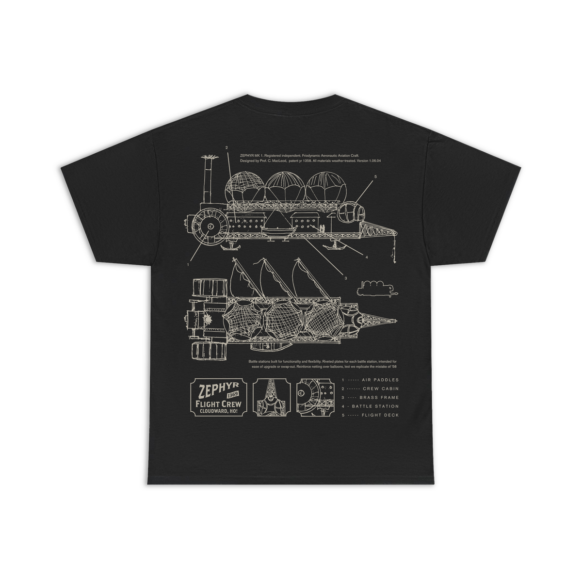 Zephyr Airship Diagram T-Shirt - Dropout Store