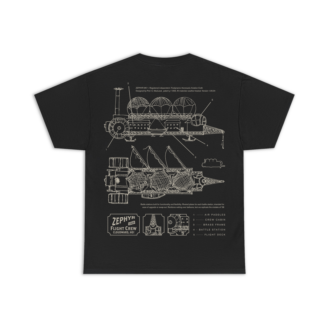 Zephyr Airship Diagram T-Shirt