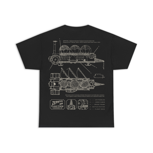 coldrain chacing shadows Tシャツ XXL Zephyr Airship Diagram T-Shirt - Dropout Store