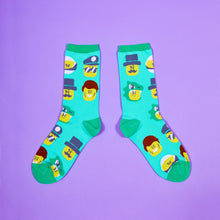 Load image into Gallery viewer, Dimension 20 Tiny Heist Rick Diggins Knit Socks

